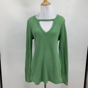 T.La by Anthropologie Pistachio Thermal Waffle Knit Cutout Keyhole